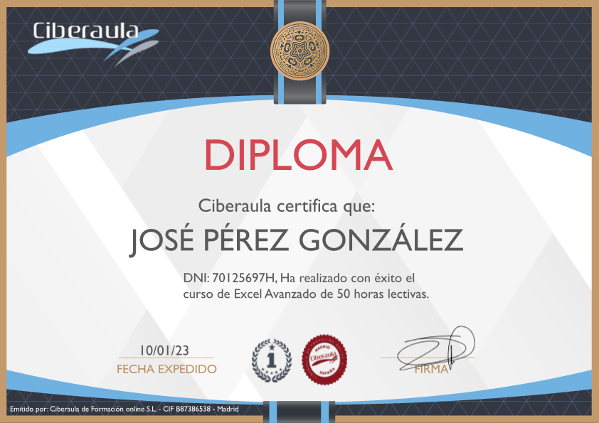 Diploma acreditativo de Cursos de Microsoft Office Online