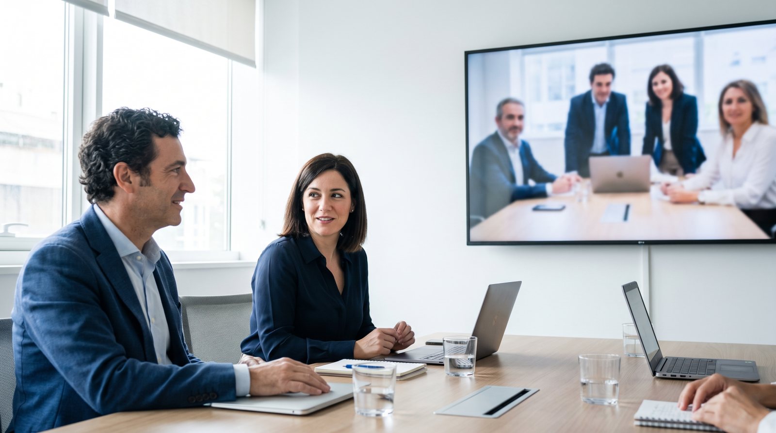 Videoconferencia de un equipo español con colegas de una empresa en Alemania