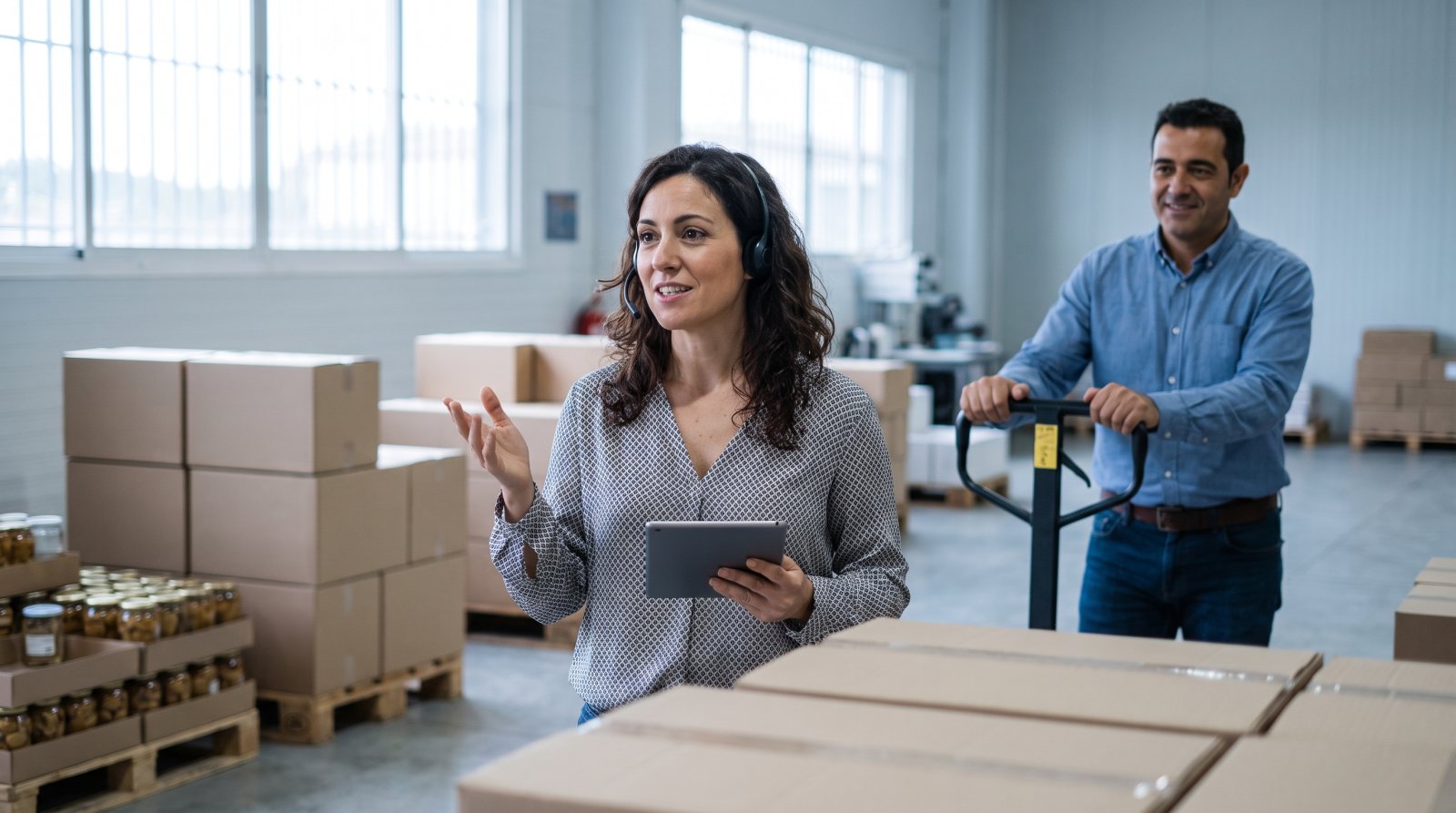 Profesionales españoles en una llamada de trabajo con un proveedor italiano