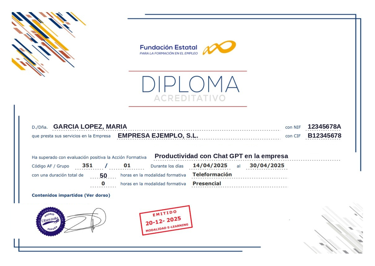 Diploma Acreditativo FUNDAE