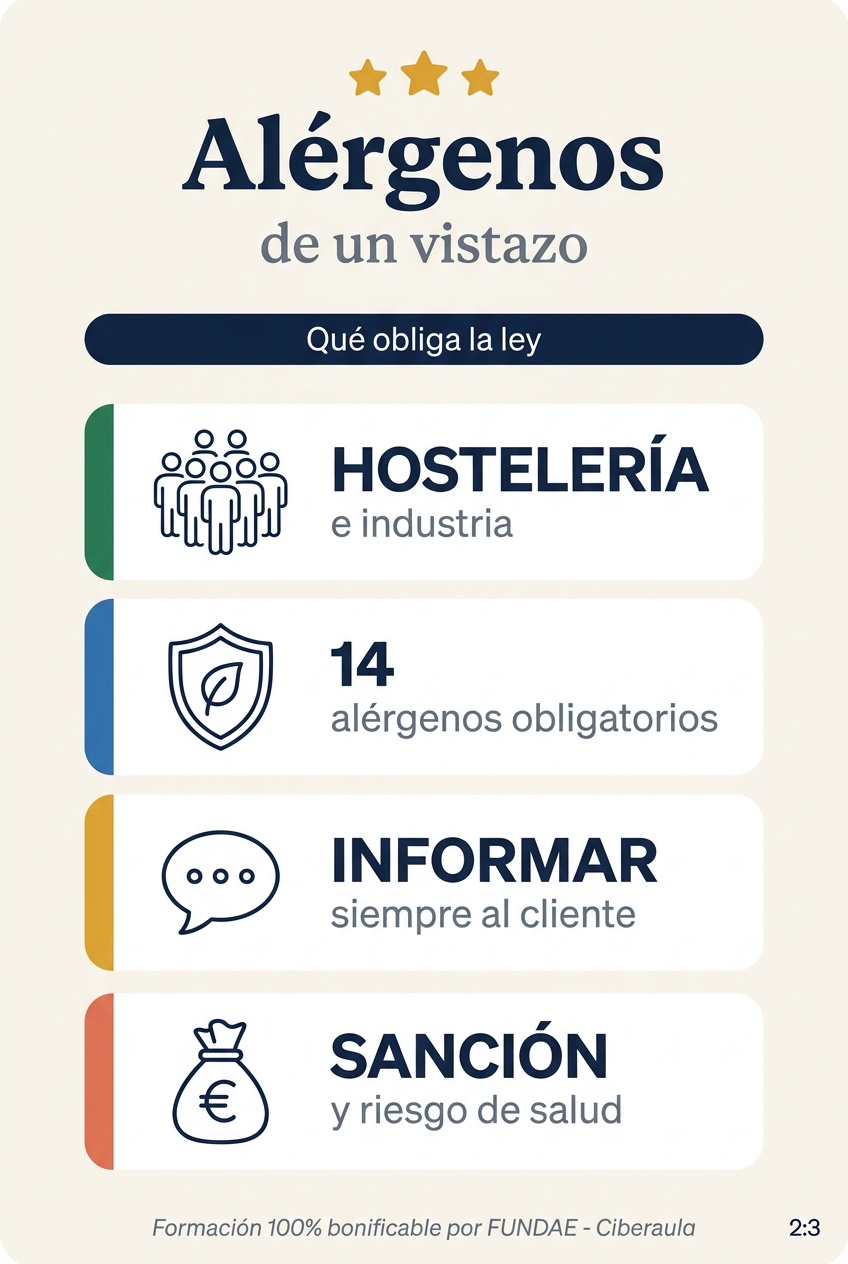 Resumen visual de las obligaciones sobre alergenos.