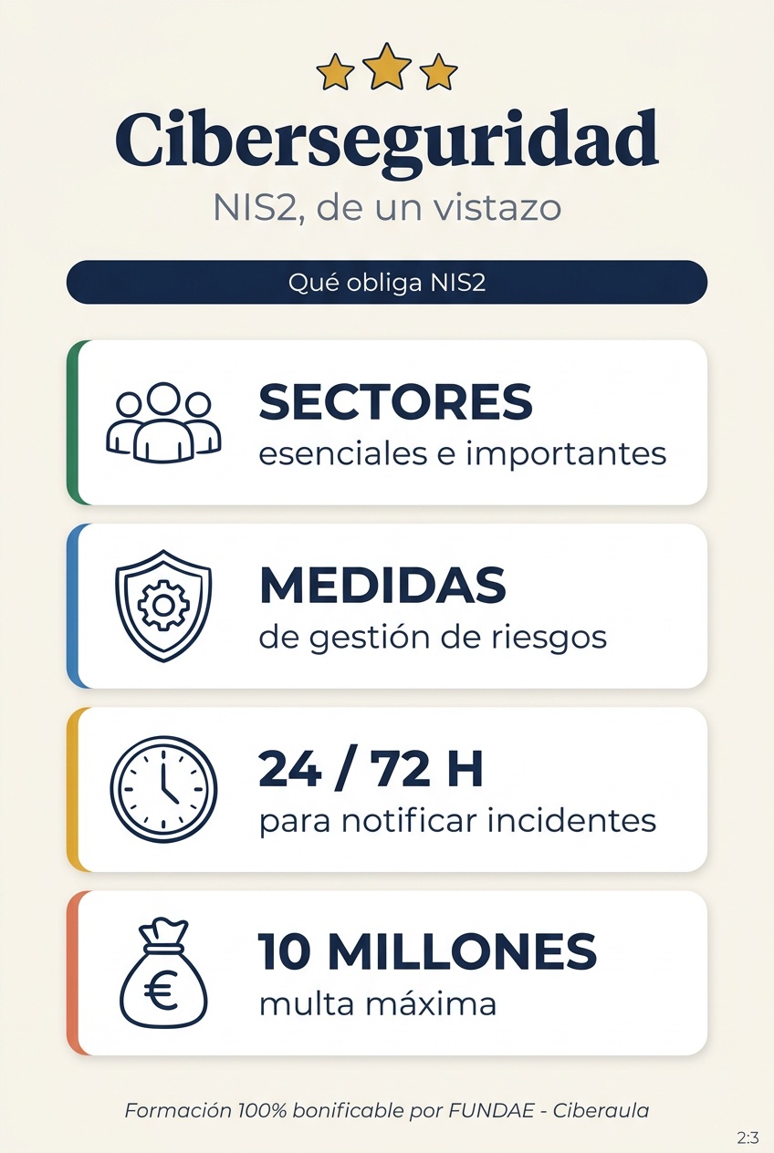 Resumen visual de las obligaciones de NIS2.