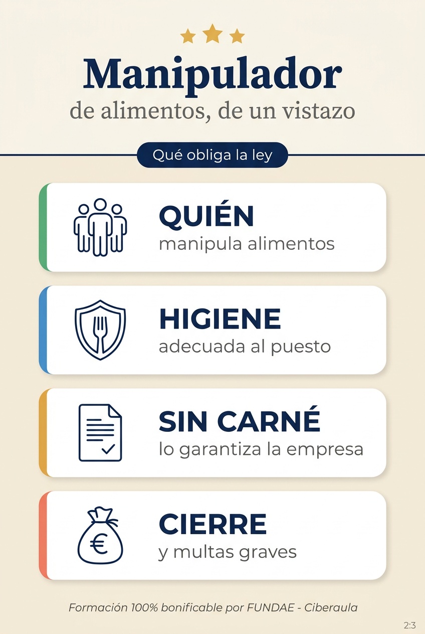 Resumen visual de la formacion de manipulador de alimentos.