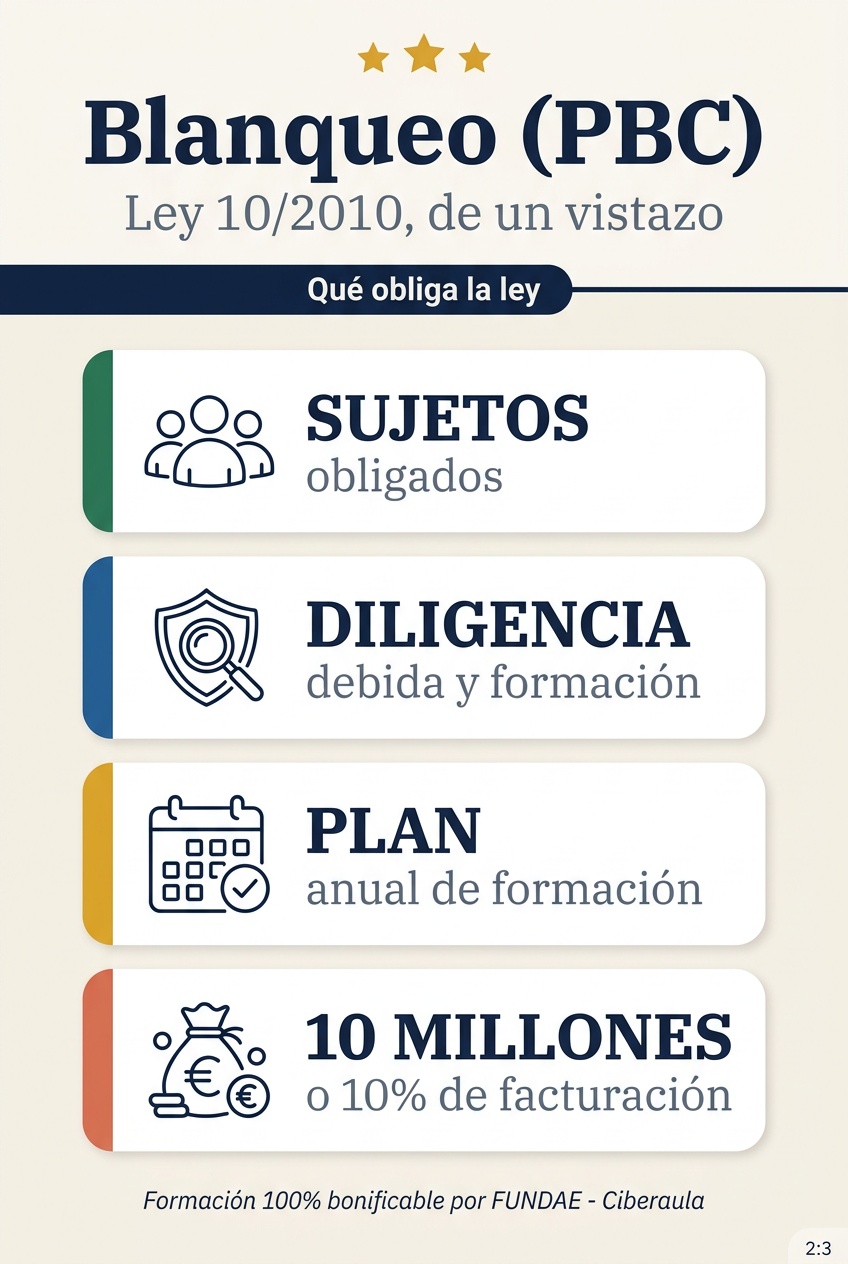 Resumen visual de las obligaciones en prevencion del blanqueo.