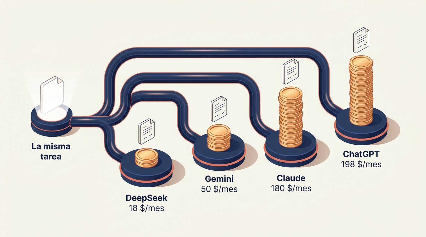 DeepSeek vs ChatGPT vs Claude vs Gemini: el coste real de cada caso de uso en tu empresa (julio 2026)